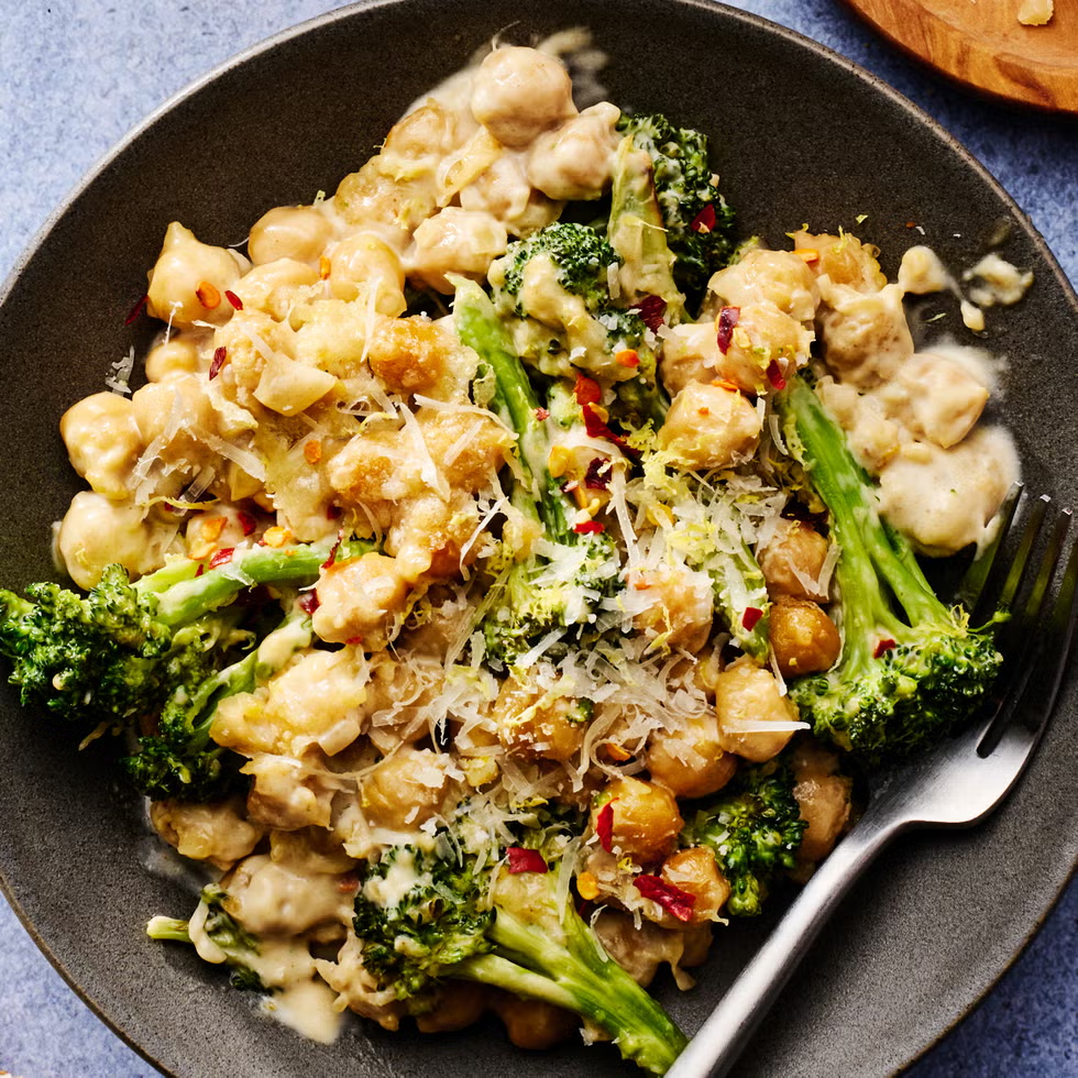 Chickpea & Broccoli Alfredo Skillet