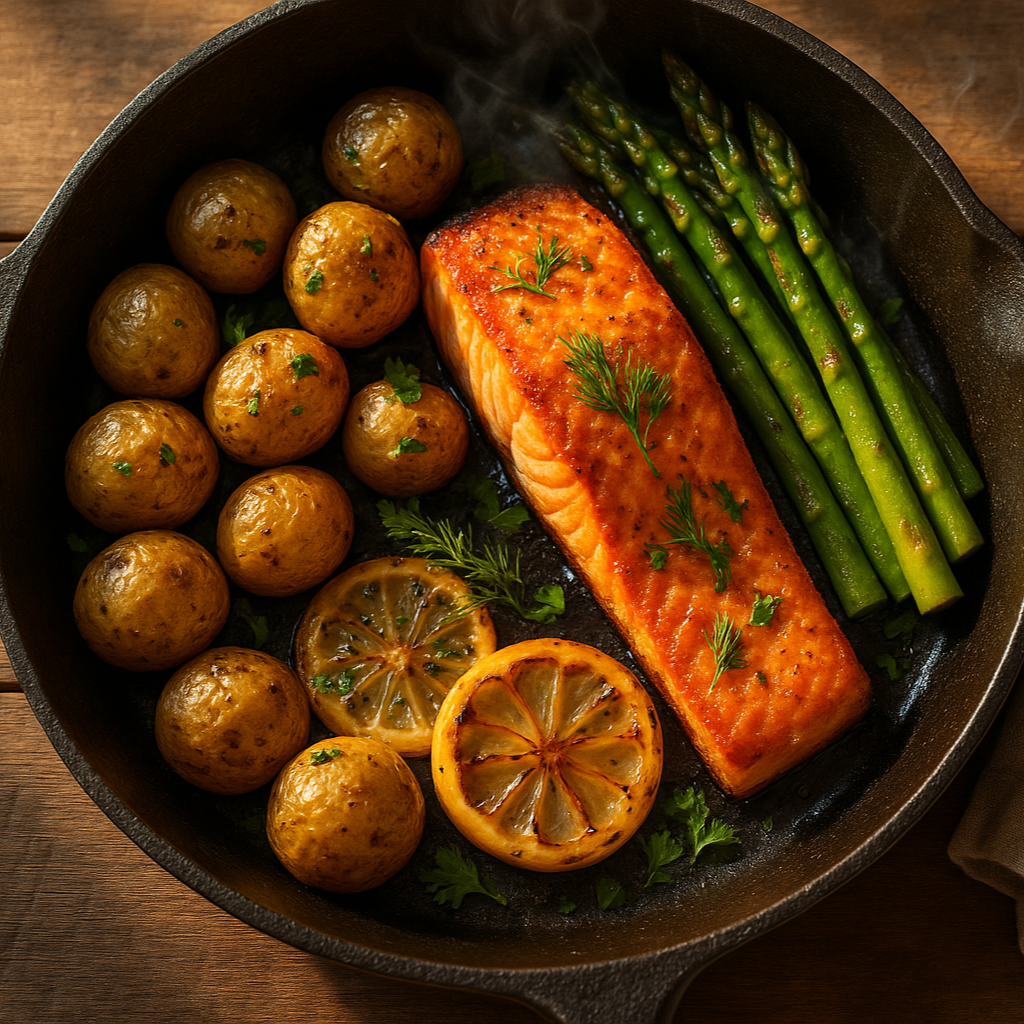 Rustic Salmon Skillet One Pot Healthy Meal